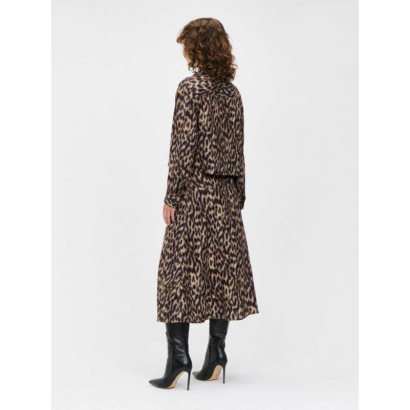 Veronika Maine Leopard Viscose Linen Shirt Jacket image number 1
